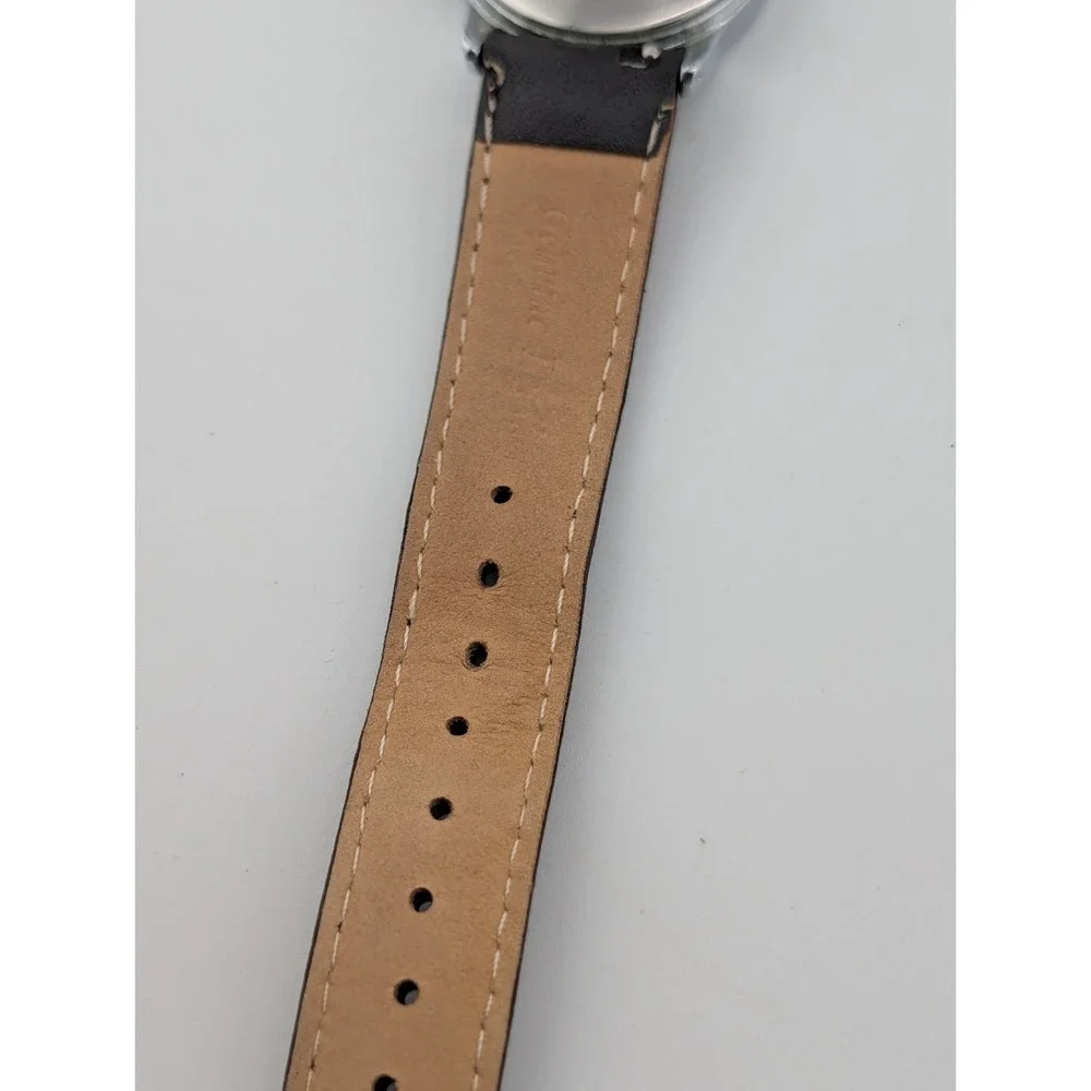 Timex Indiglo Women's Watch 30mm Silver Case Brown Leather Band- New Battery